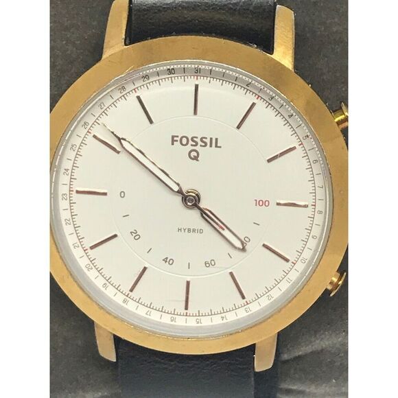 Fossil Ftw5009 Women's Black Leather Analog White Dial Hybrid Smart Watch No37 - Picture 2 of 9
